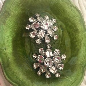 Snowflake Rhinestone Clip Earrings